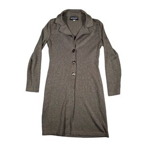 Brioche California Womens Long Sleeve Button Front Cardigan Dress Brown Size‎ L